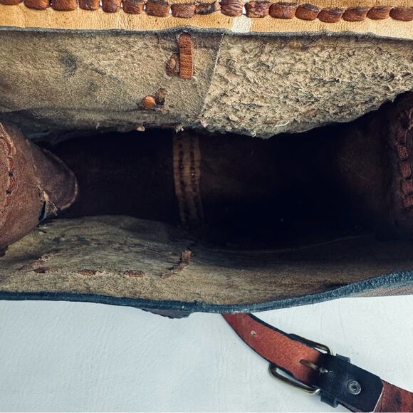 Mark Tigon Western Crossbody Bag‎ Tooled Leather Brown Equestrian Purse Distress - Picture 12 of 15